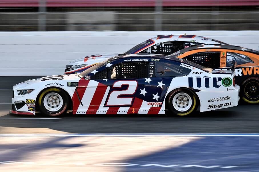 Team Penske's Brad Keselowski was the dominant Mustang for most of the event. Team Penske's Brad Keselowski was the dominant Mustang for most of the event.